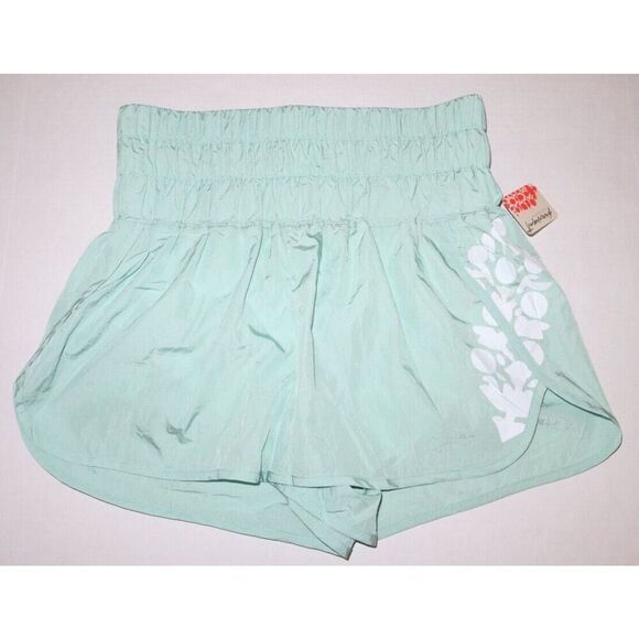 Free People FP Movement Women's Sz L Turquoise Mint The Way Home Pull On Shorts - Picture 1 of 8